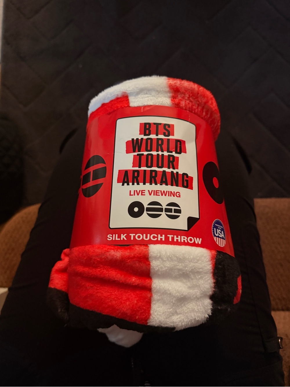 BTS World Tour ARIRANG Silk Touch Throw - Red, White & Black